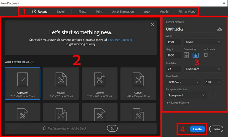 Hướng dẫn sử dụng Photoshop cho người mới bắt đầu Cách tạo một File mới trong photoshop