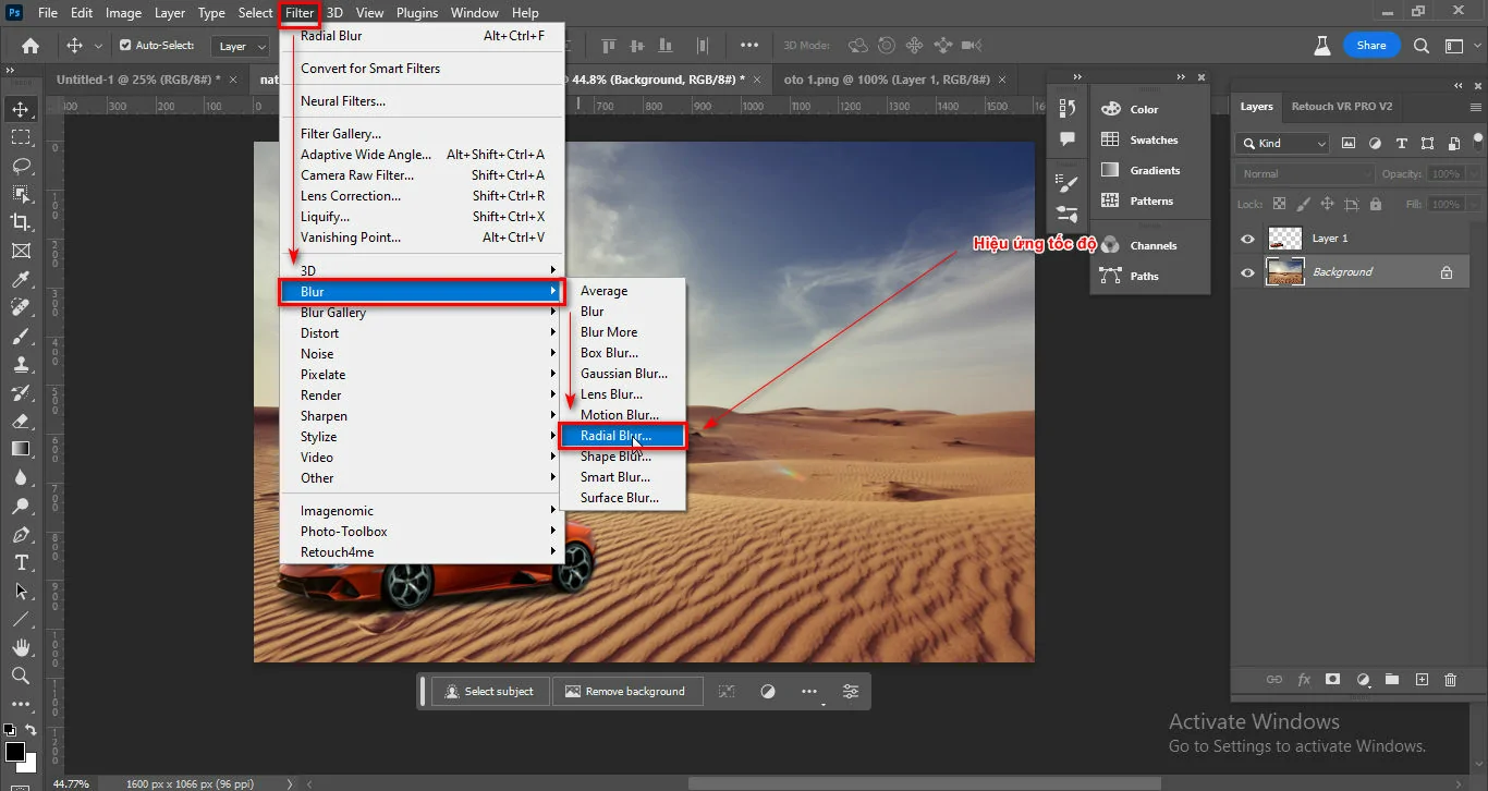 4 Cách tạo hiệu ứng tốc độ trong photoshop 3 Cách tạo hiệu ứng tốc độ trong photoshop