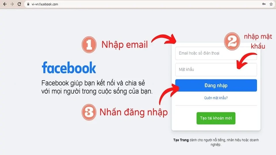 Hướng dẫn đăng nhập Facebook nhanh chóng trên điện thoại, máy tính Đăng nhập Facebook bằng email